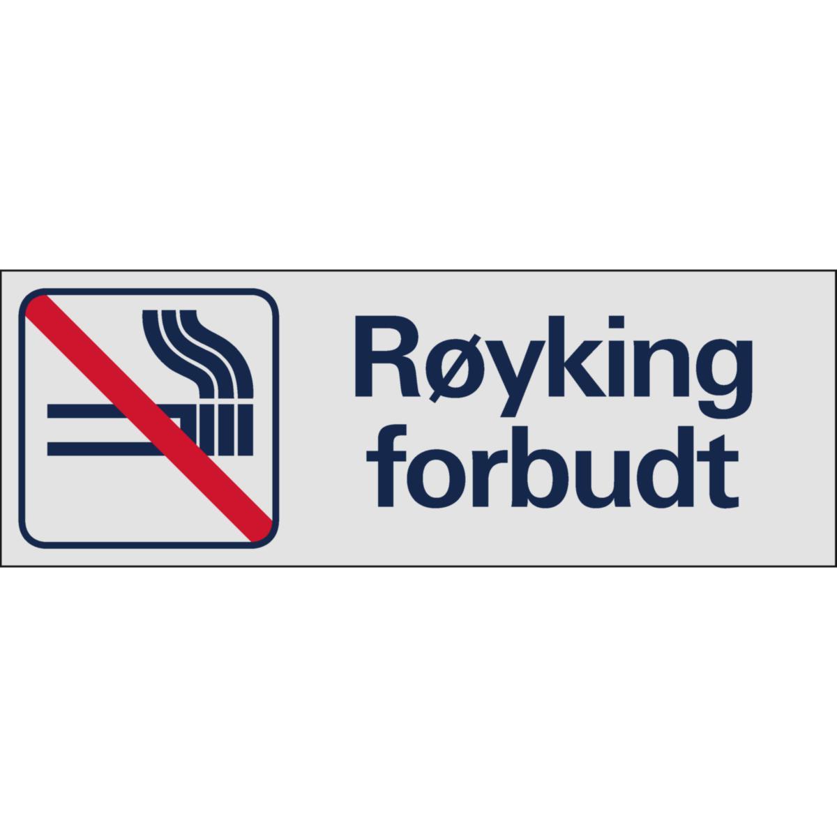 Skilt Systemtext "Røyking forbudt" - Skilt Røykning forbudt Systemtext 225x80mm Alu