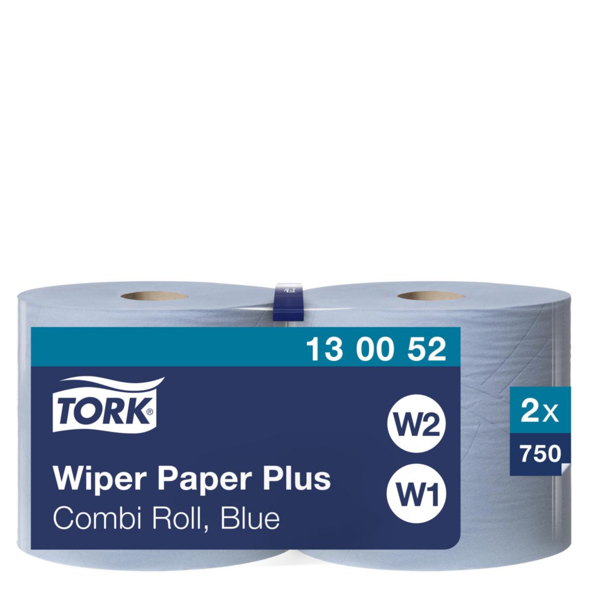Tørkepapir Plus Tork W1/W2 - Tørkepapir plus maxi senterrl. Tork W1/W2 blå 2-lag 750ark