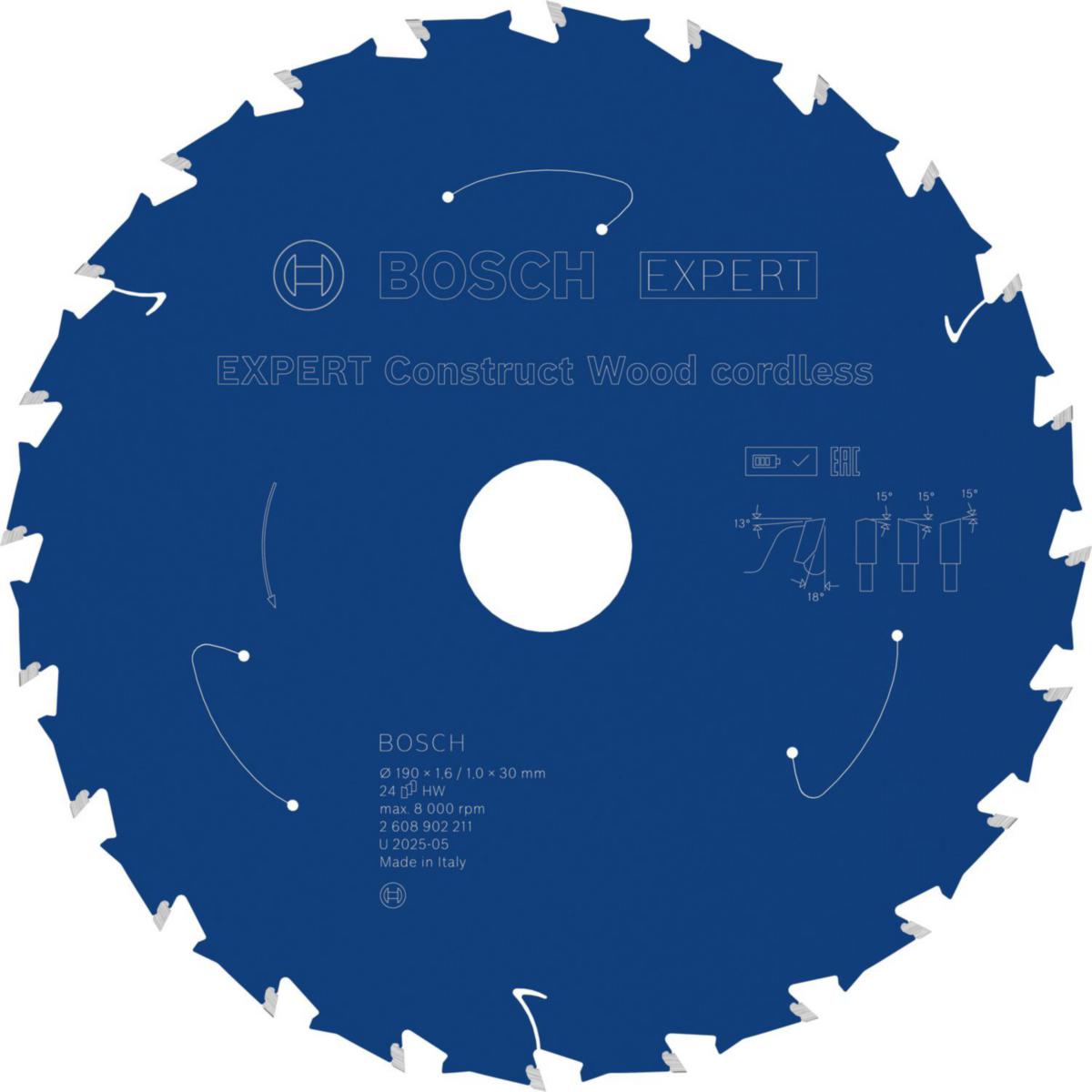 Sirkelsagblad Bosch Expert wood - Sirkelsagblad Expert Wood Bosch Ø190X30X1.6mm 24T 18G