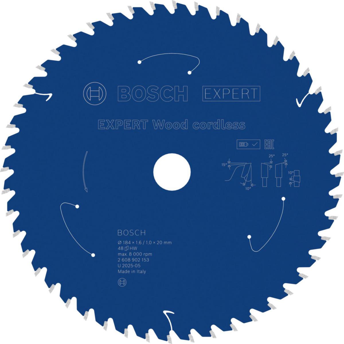 Sirkelsagblad Bosch Expert wood - Sirkelsagblad Expert Wood Bosch Ø184X20X1.6mm 48T 10G