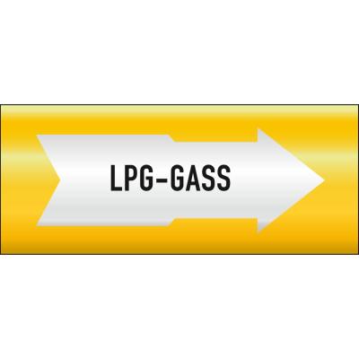 Rørmerking LPG-gass Systemtext 110mmx5m Polyetylen