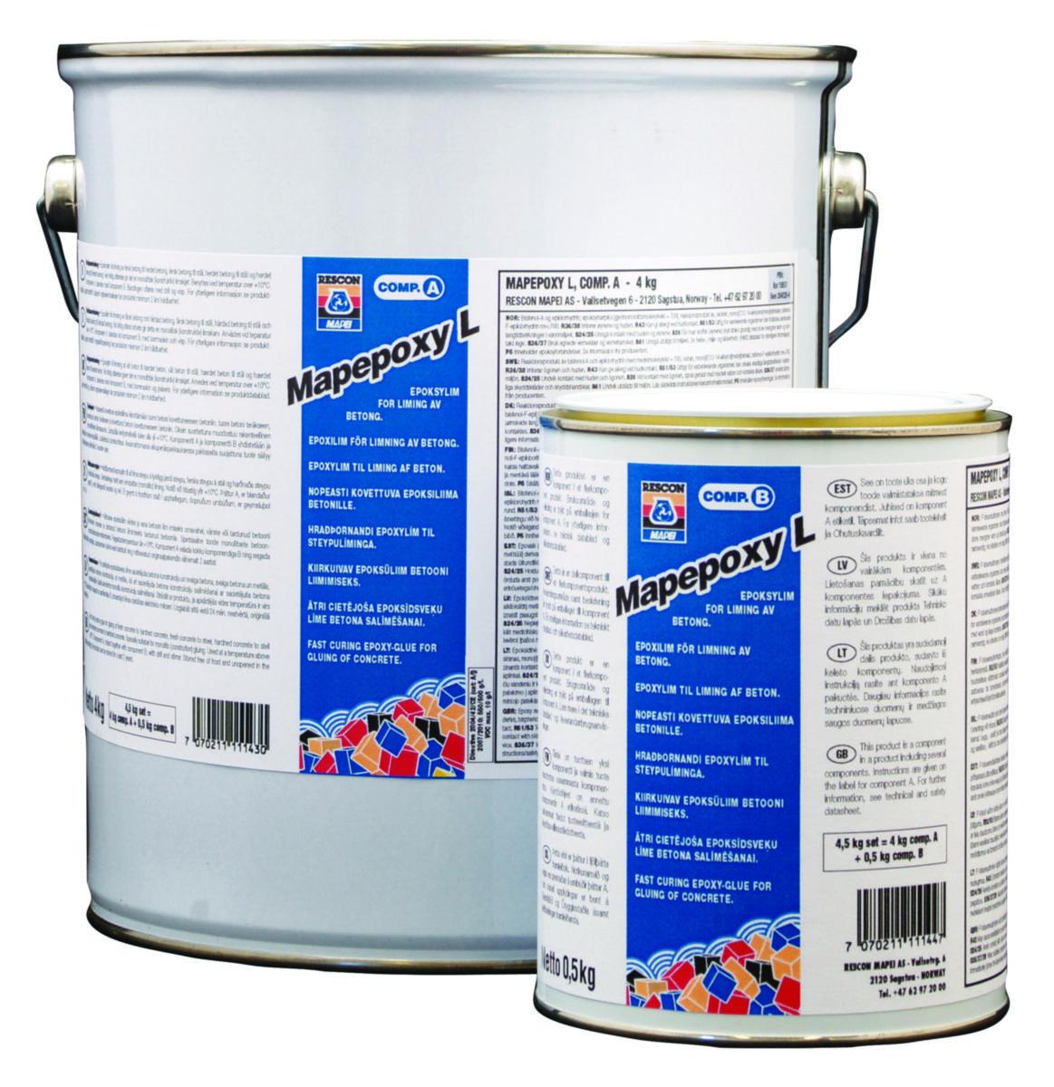 Betonglim Mapei Mapepoxy L 4.5 kg - Betonglim Mapepoxy L /A Mapei 4 kg spann