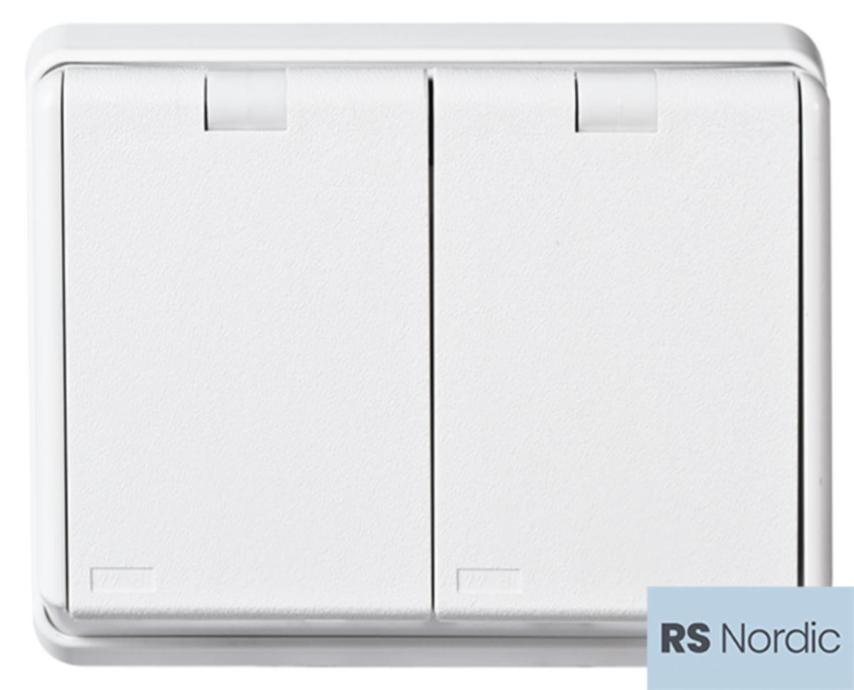 Dobbel Stikk Innfelt IP44 RS Nordic - Dobbel stikk IP44 m/j I RS RH RS Nordic dobbel stikkontakt i