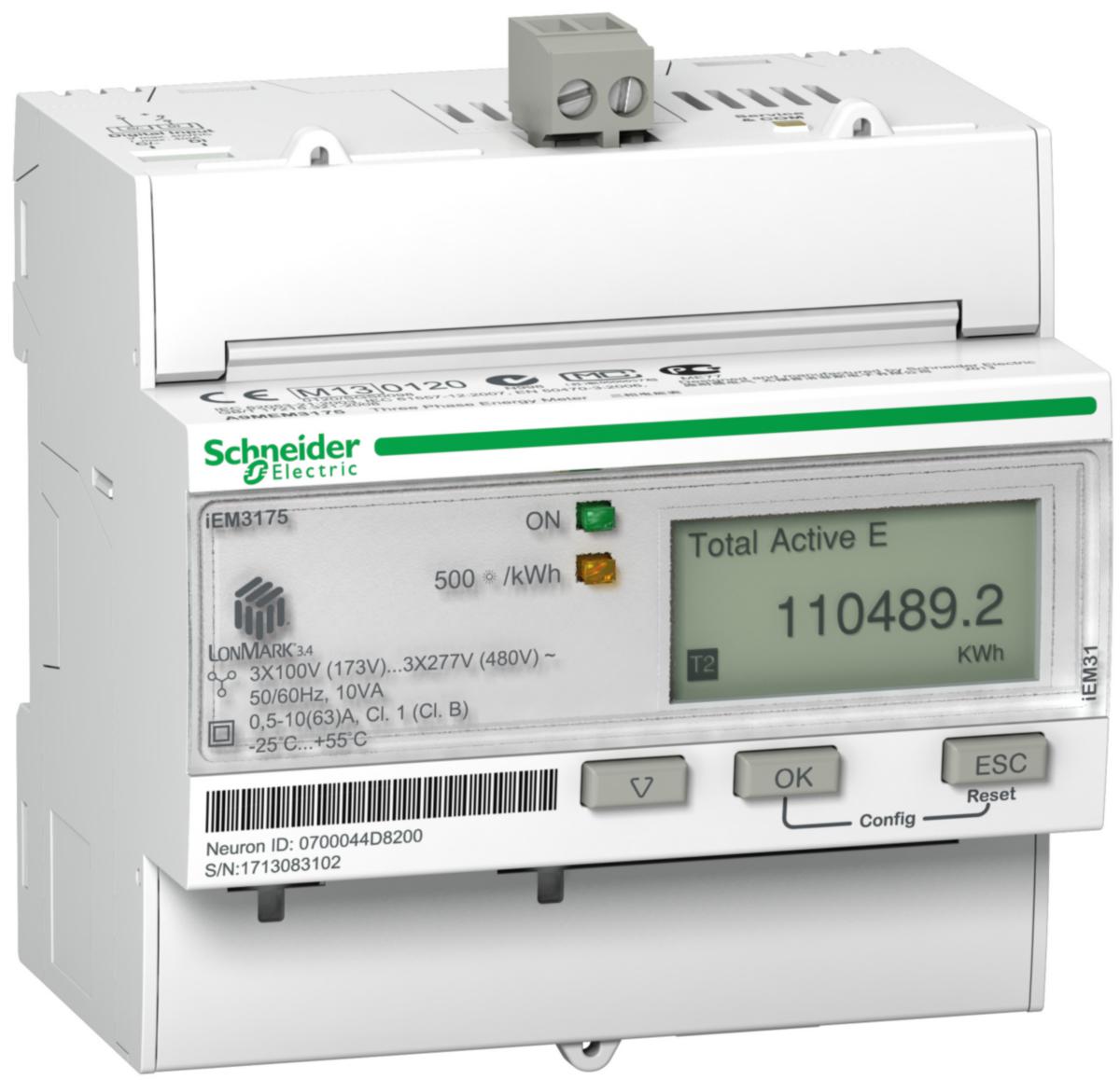 Energimålere Schneider iEM3000 serien - iEM3175 kWh 63A dir+LON