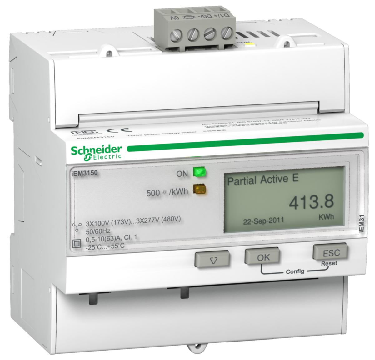 Energimålere Schneider iEM3000 serien - iEM3210 kWh f.strømtr.Pulsutg