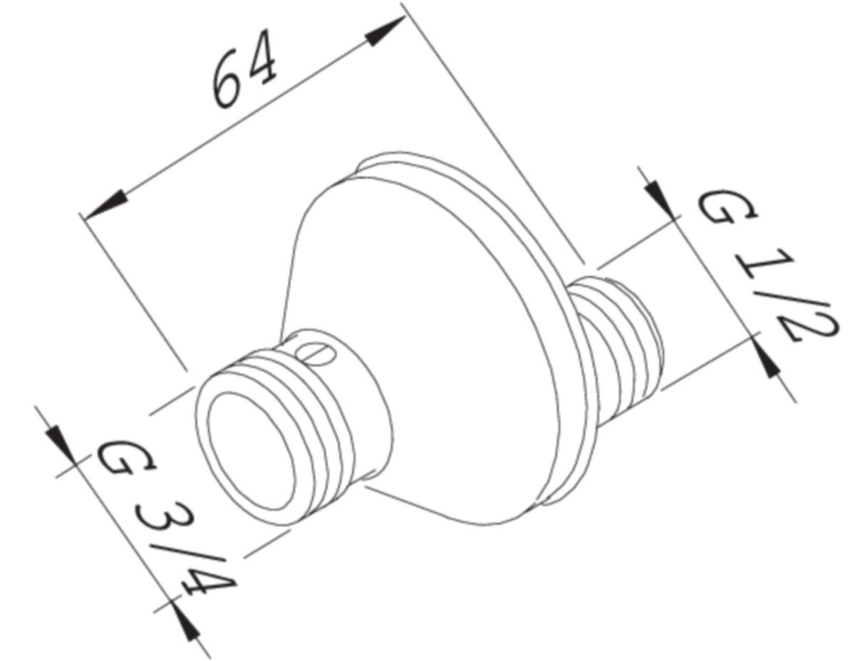 Eksenterkupling med rosett og avstegning, Oras - Oras 3/4"x1/2" eksenterkupling m/avst og rosett 10mm eksenter