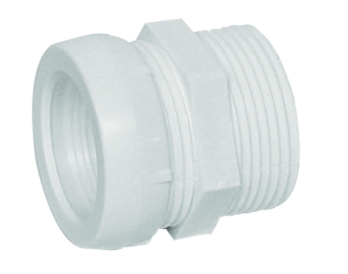 Union med utvendige gjenger hvit Faluplast - 1 1/4" x 32 mm utv. union hvit. 75500