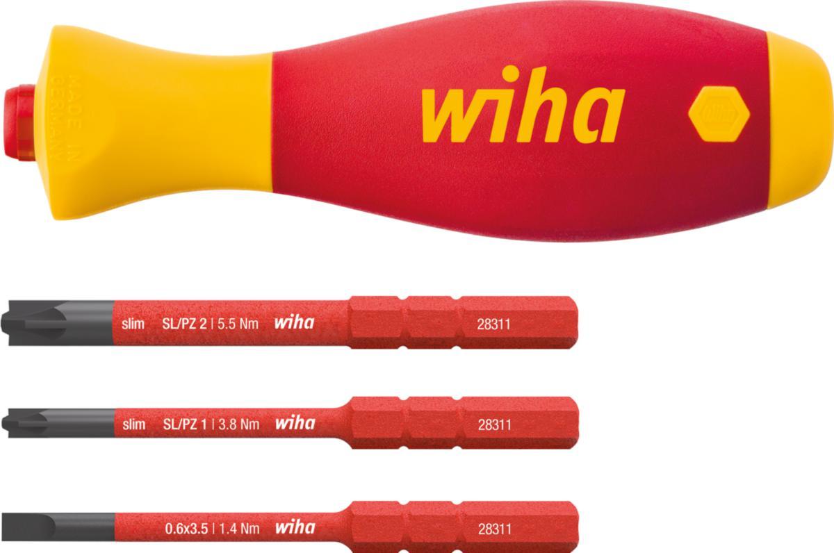 Bitsskrutrekker Wiha SlimVario Soft-Finish 1000V - Bitsskrutrekkersett SlimVario Wiha 1000V 3 bits