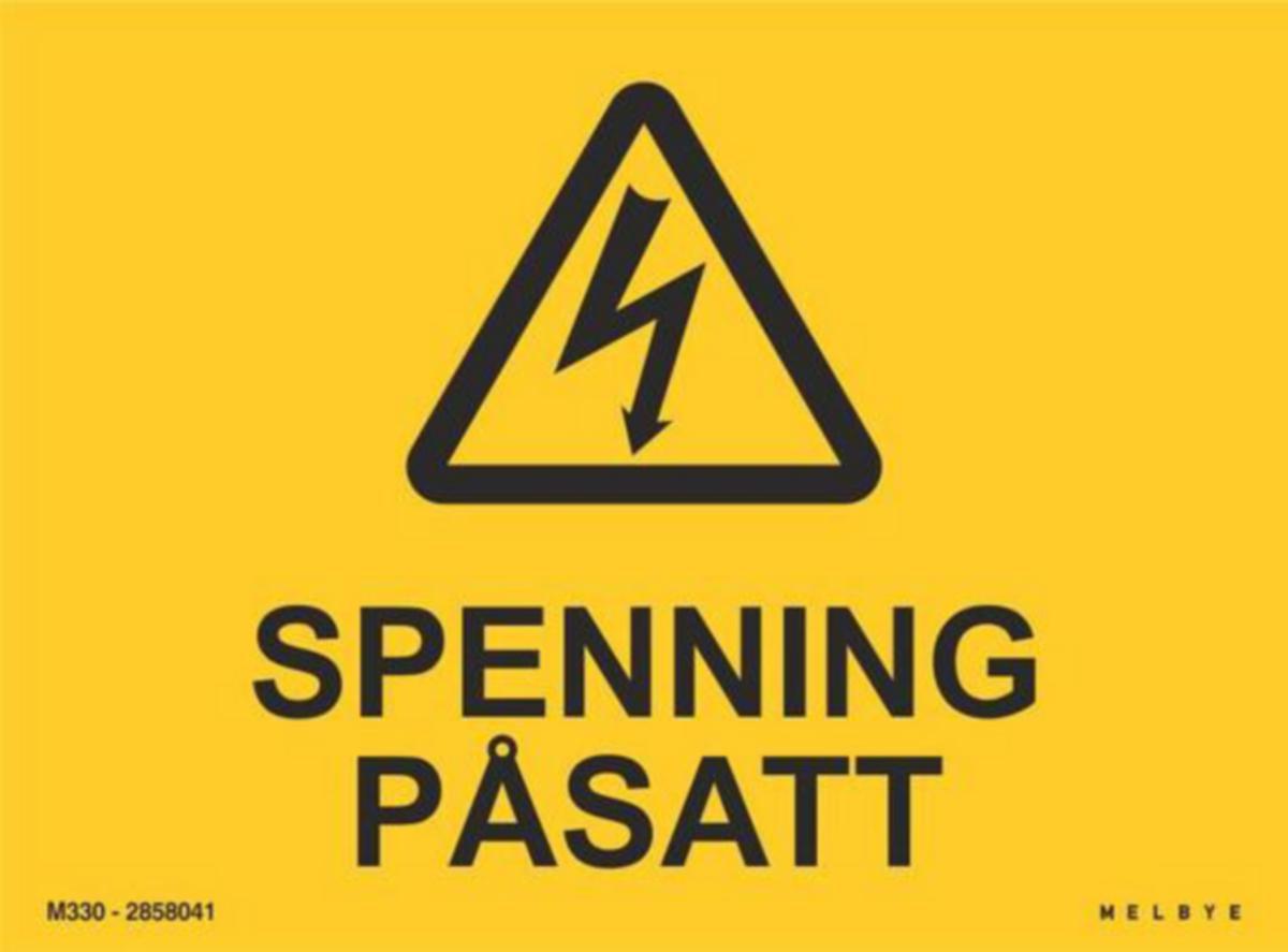 Magnetskilt Melbye "spenning påsatt" - Magnetskilt Spenning påsatt 210 X 148 X 0.6