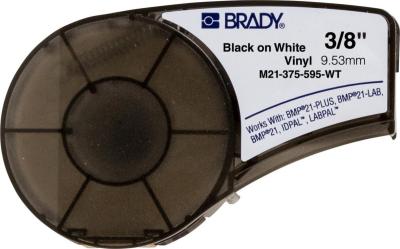 M210 Vinyl 9,53mm Sort på Hvit Brady M21-375-595-WT 9,53mm So
