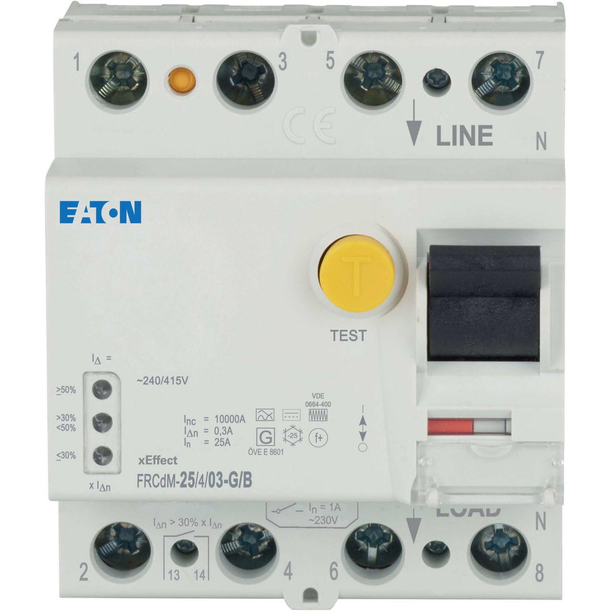 Jordfeilbryter Eaton Digital Type B 4pol - FRCdM-25/4/03-G/B Jordfeilbr G/B 25A 300mA 4P