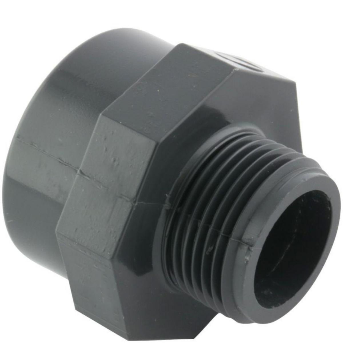 Overgangsmuffenippel utvendig/innvendig lim PVC, KIFV - 63 x 50 mm x 1 1/2" PVC overg. muffenippel KIFV utv./innv.lim