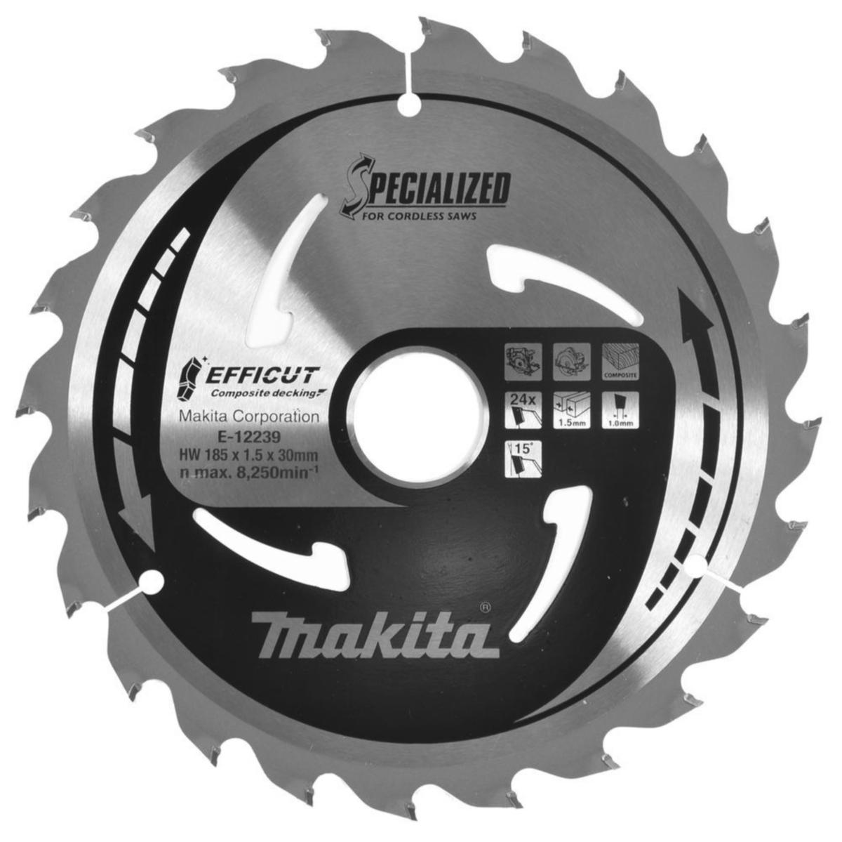 Sirkelsagblad Makita efficut TCT komp Ø185x30x1.5mm 24T - Sirkelsagblad efficut TCT komp Makita Ø185x30x1.5mm 24T