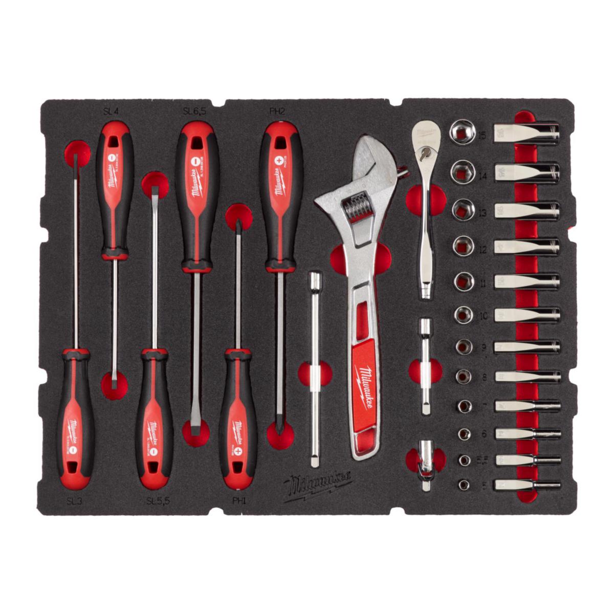 Skrallenøkkelsett Milwaukee 1/4" 35P - Skrallenøkkelsett 1/4 Milwaukee 35 deler