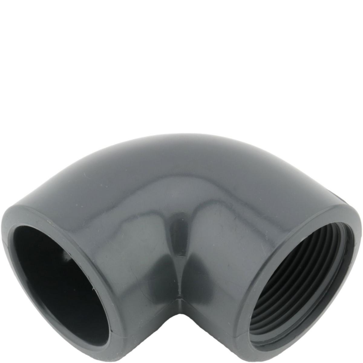 Albue 90º innvendig liming/gjenget PVC, GIFV - 50 mm x 1 1/2"x 90° PVC albue GIFV. innv.lim/innv.gj.
