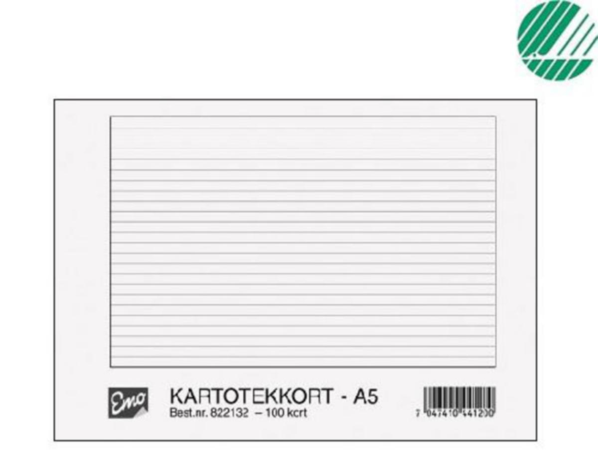 Kartotekkort A5 Emo - Kartotekkort A5 Emo linjert 200g 100 stk
