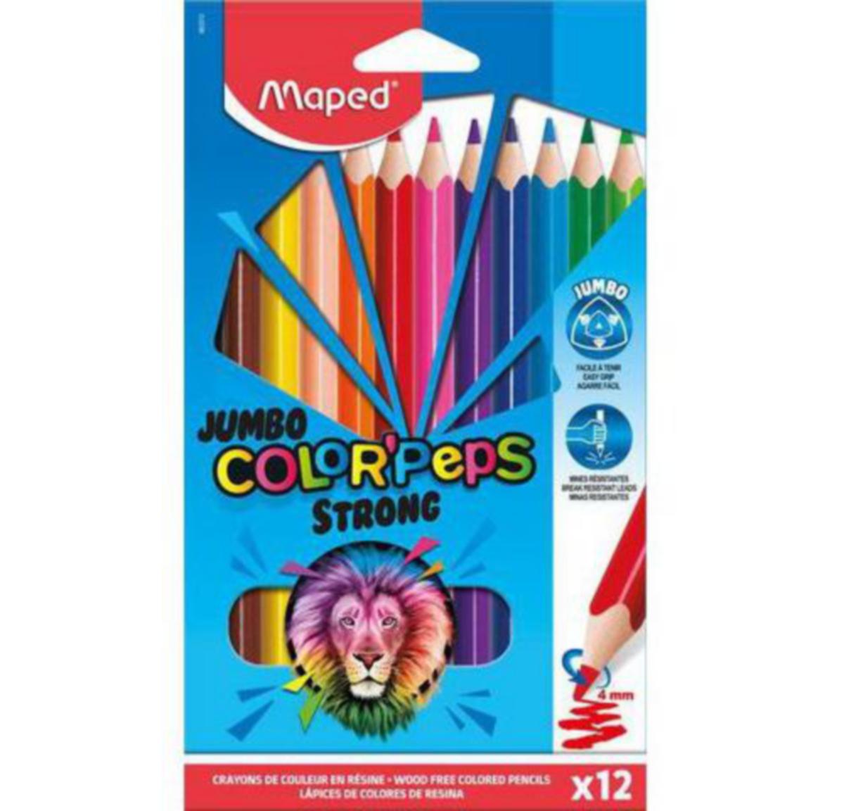 Fargeblyant Jumbo Strong Maped - Fargeblyant Jumbo Strong Maped 12 stk