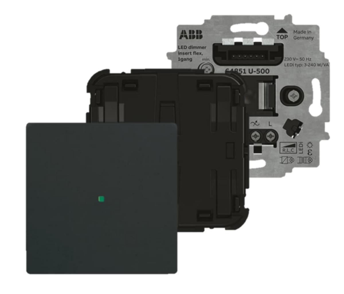 Dimmmerpakke ABB Flex u/ramme - Dimmer komplett Flex Svart