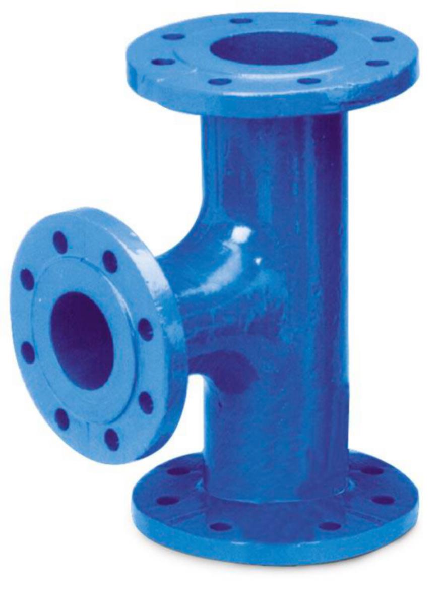 Dn 150 x 100 flense t-rør blå epoxy pn10/16 - flense t-rø...