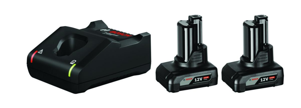 Batterisett Bosch 12V 2x6.0Ah - Batterisett 12V 2x6.0Ah m/lad Bosch 12V GAL 12V-40 kartong