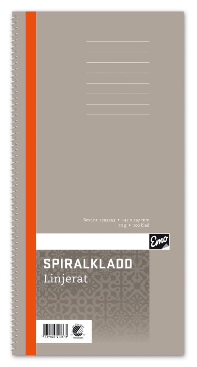 Spiralblokk Linjer - Spiralblokk Staples 147X297mm 96 ark linjert 70g