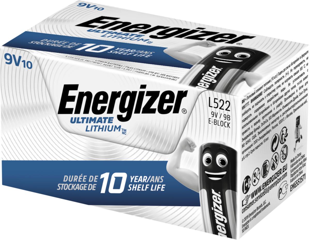 Batterier Energizer Ultimate Lithium 10-pack - ENR Ultimate Lith 9V DP10 10stk/forp