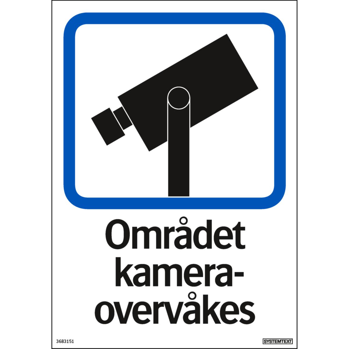 Dekal Systemtext "Området kameraovervåkes" - Dekal Området kameraovervåkes Systemtext 148X210mm