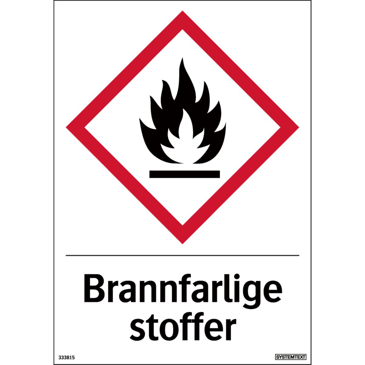 Dekal Systemtext "Brannfarlige stoffer" - Dekal Brannfarlige stoffer Systemtext 148x210mm