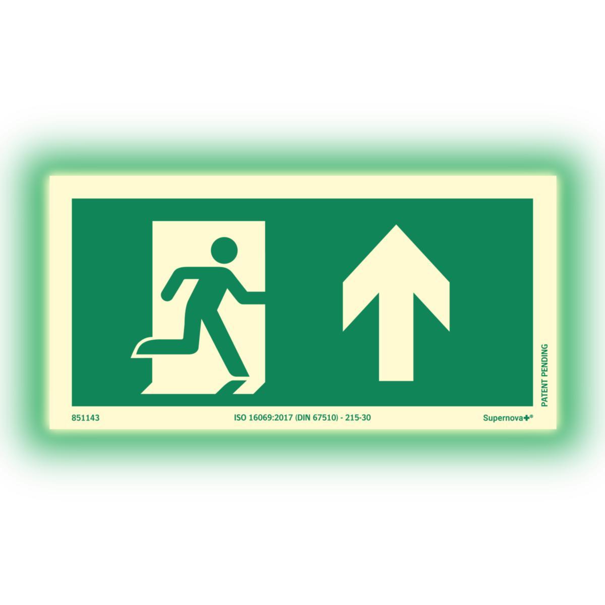 Skilt Systemtext Supernova+® Nødutgang rett frem - Skilt Supernova+ Nødutgang Systemtext 200x100mm Alu rett