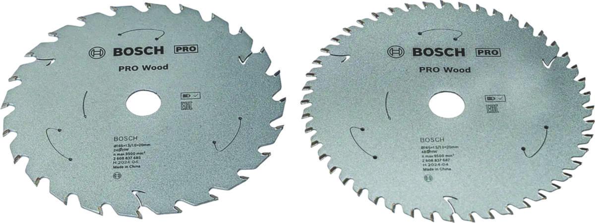 Sirkelsagbladsett Bosch Pro Wood Ø165 x 2, 24/48T - Sirkelsagbladsett Pro Wood Bosch 165x20mm 2-deler