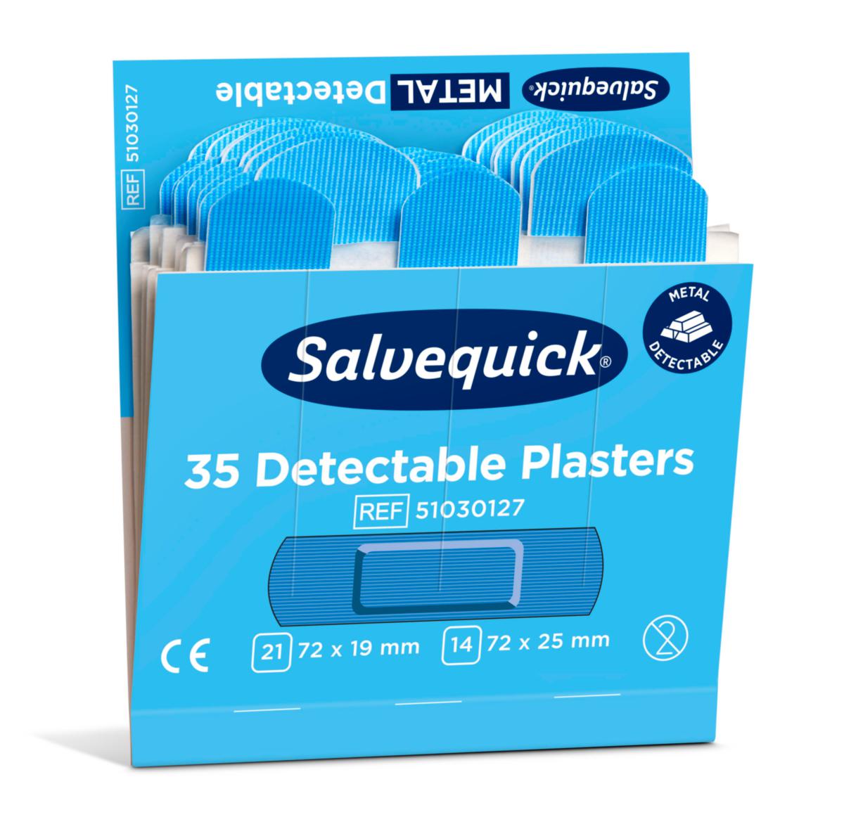 Plaster Salvequick Blue Detect - Plaster Salvequick Detectable 72X19mm / 72X25mm blå 35pk