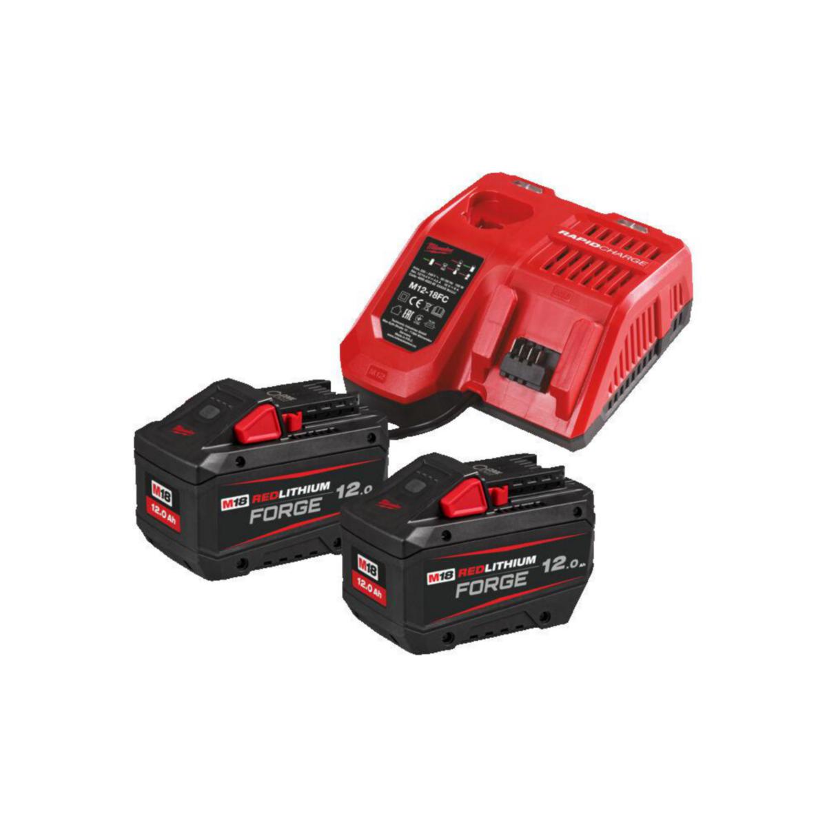 Batterisett M18 Forge NRG-122 Milwaukee 18V 2x12Ah - Batterisett M18 Forge NRG-122 Milwaukee 18V 2x12Ah