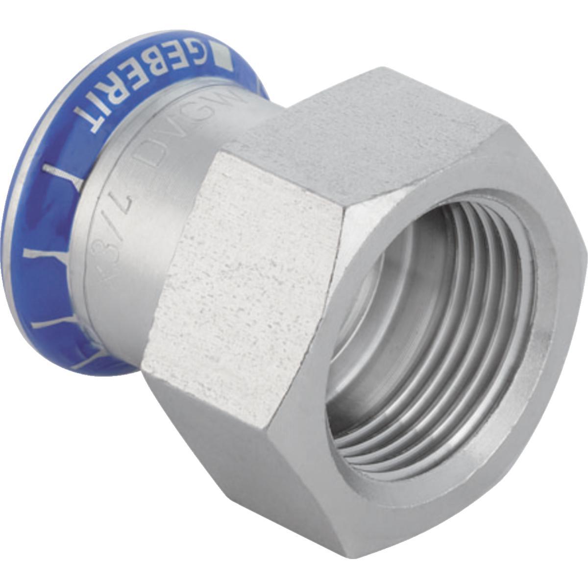 Overgangsmuffe m/innvendige gjenger syrefast, Mapress - 28mmx   1" syref.muffe m/innv. gj. Mapress