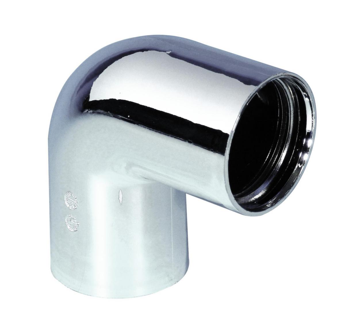 Bend 90°, innstikk spissende PP krom, Purus - 32 mm x 90° albu m/1 muffe fkr.