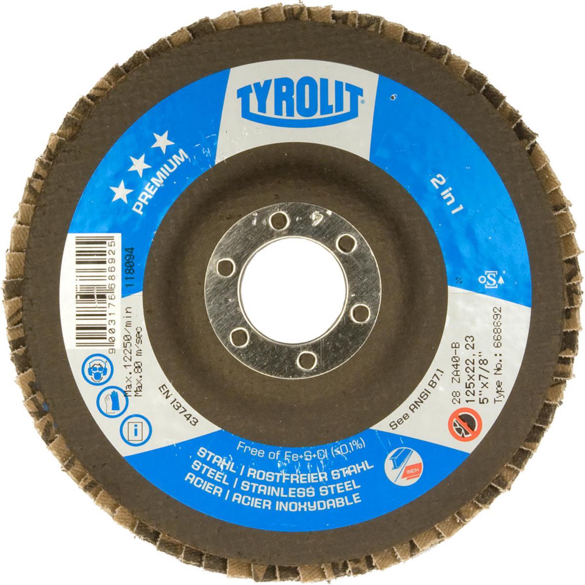 Lamellrondell Tyrolit Premium*** Long Life - Lamellrondell Premium ZA120-B Tyrolit Ø125X22.23mm K120 2in1