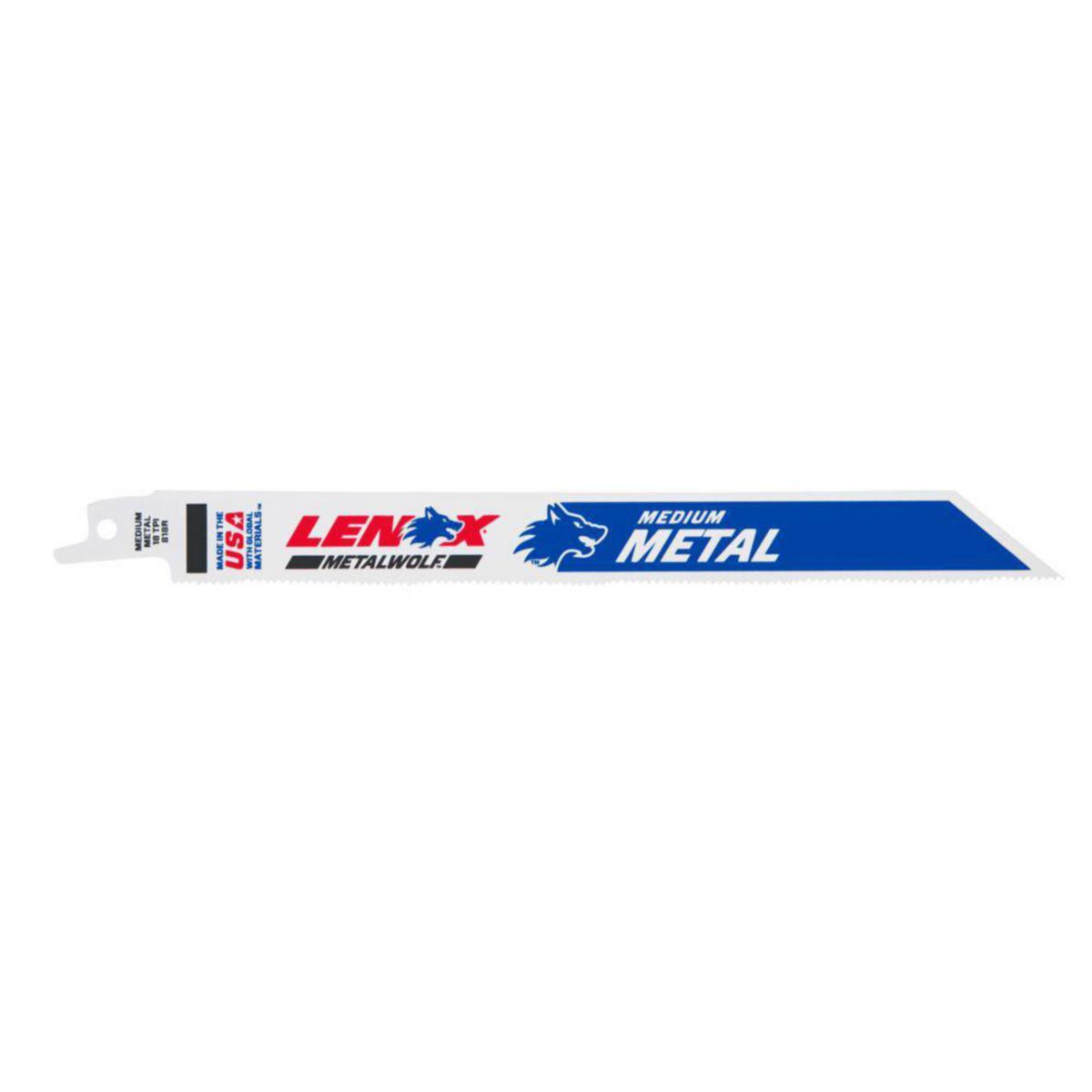 Bajonettsagblad Lenox for middels tykt metall, 19 mm bladhøyde - Bajonettsagblad 818R Bi-Metal Lenox 203mm 18T Med Metal 5pk