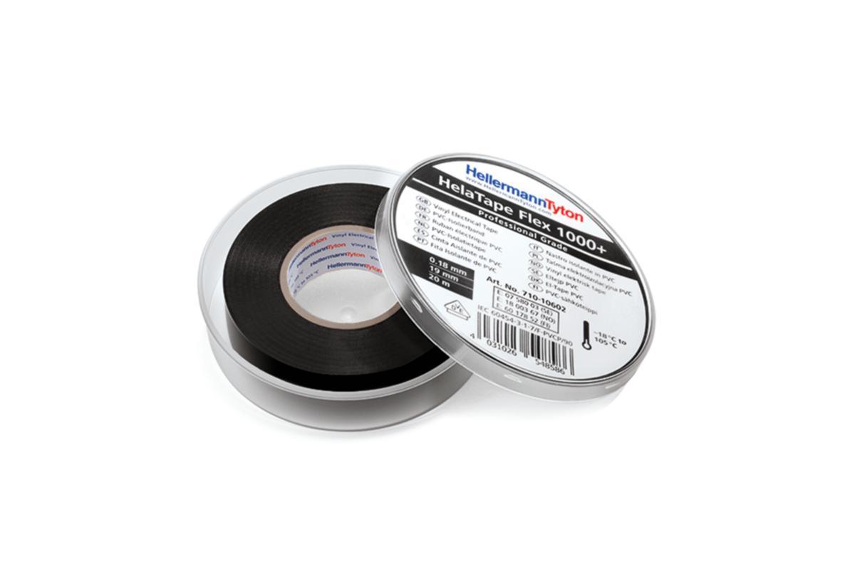 Tape HellermannTyton Flex 1000+ - Tape Flex1000+ 19x20 Sort Allværstape for utendørs bruk