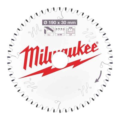 Sirkelsagblad for tre Milwaukee Ø190X30X2,4mm 54T