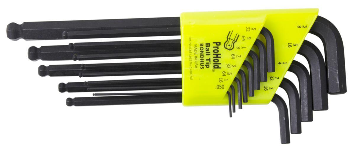 Vinkelnøkkelsett Bondhus PBLX ProHold Sekskant - Vinkelnøkkelsett PBLX Bondhus Prohold .050"-3/16"