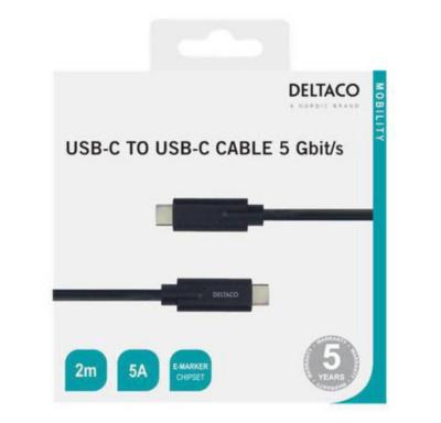 Kabel USB-C til USB-C 2m Deltaco