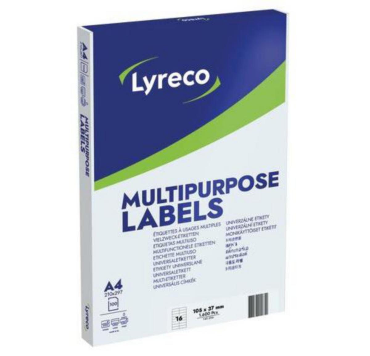 Etikett A4 Lyreco - Etikett A4 Lyreco 37x105mm 1600 stk