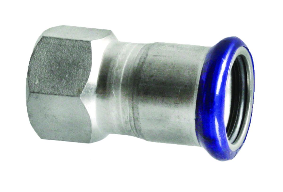 Overgangsmuffe innvendig gjenget, syrefast, A-press - 15mmx 1/2"syref.muffe innv.gj. A-press type M