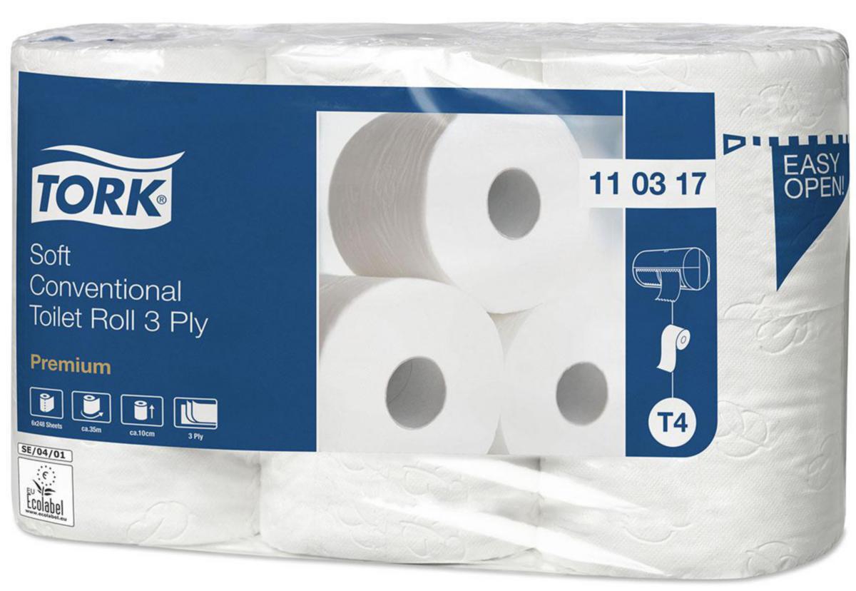 Toalettpapir Myk Konvensjonell Premium Tork - Toalettrull myk konvensjonell Tork T4 hvit 3-lag Pak=42rl