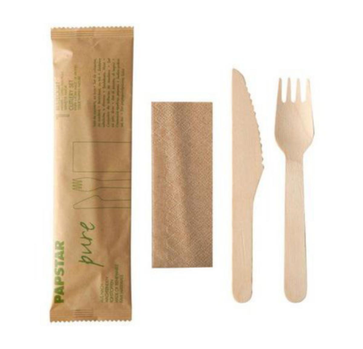 Bestikkpose Papstar Pure m/serviett - Bestikkpose Pure 2 deler Papstar m/serviett tre 50pk