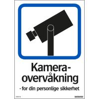 Skilt Systemtext "Kameraovervåkning for din personlige sikkerhet"
