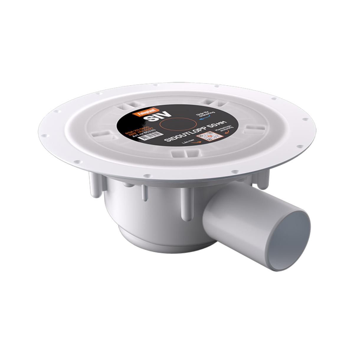 Gulvsluk Siv med sideutløp 50mm, Faluplast - 50 mm gulvsluk m/sideutløp u/slukrist. SIV
