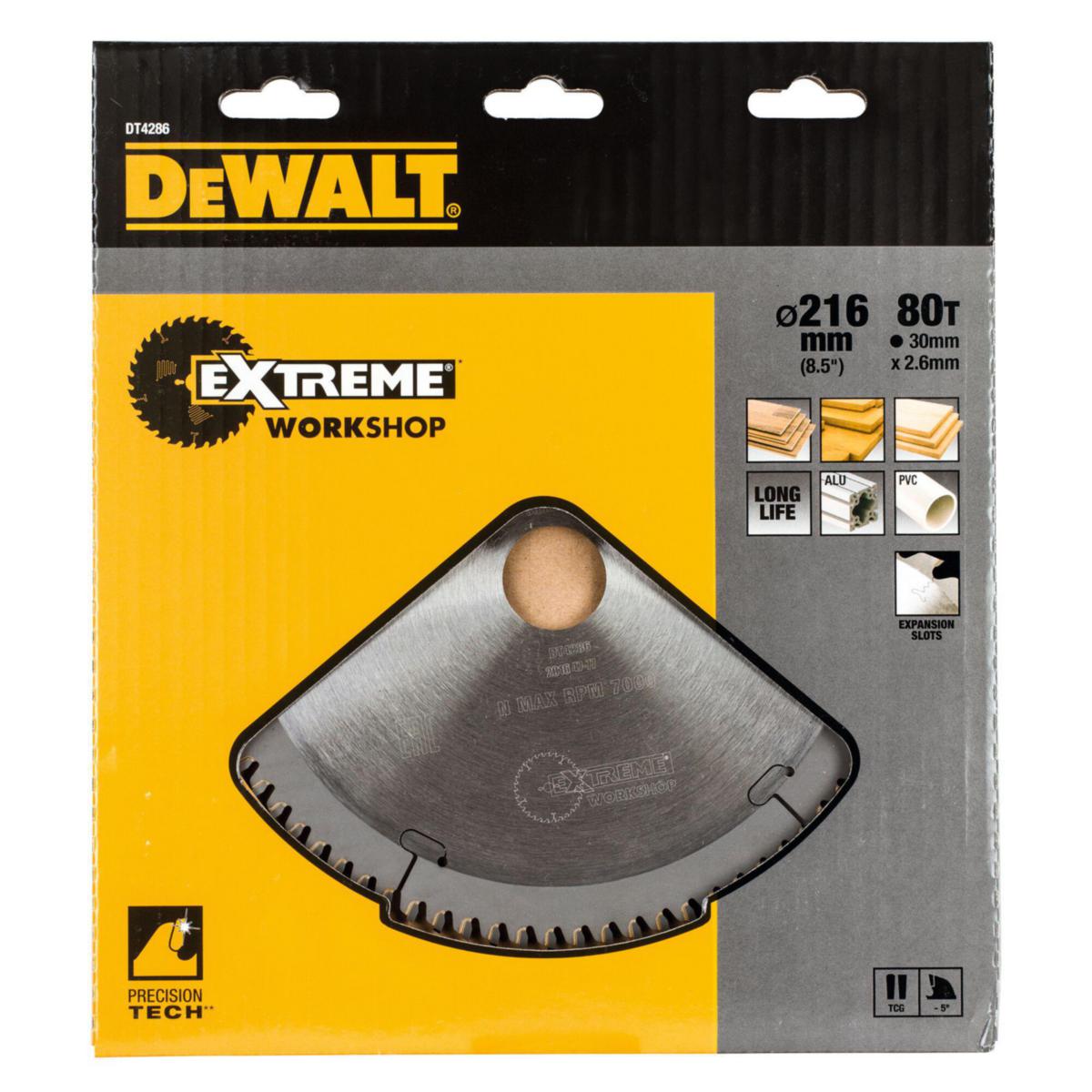 Sirkelsagblad DeWalt Serie 40 HM - Sirkelsagblad DT4286 Extreme DeWalt Ø216X30mm 80T