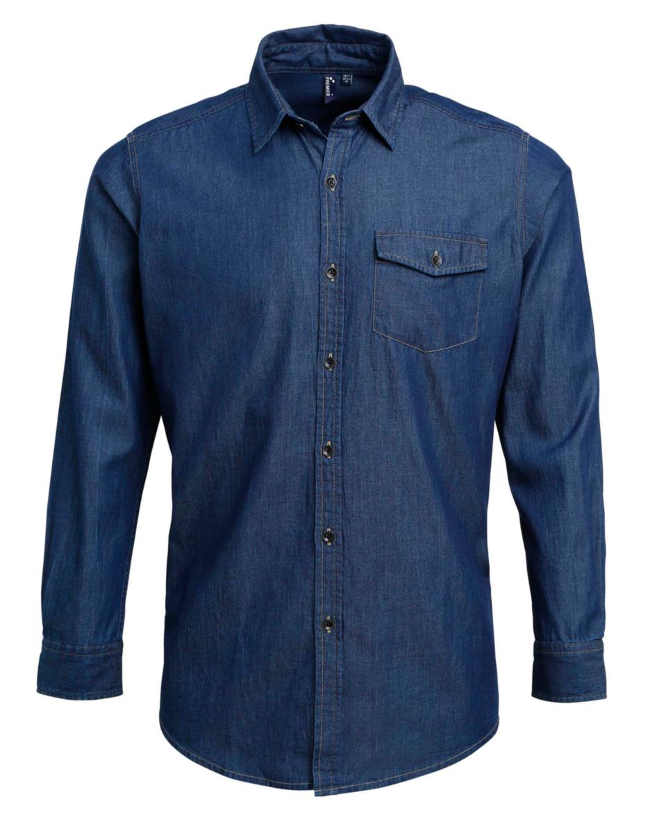 Skjorte Premier Jeans Stitch Denim - Skjorte Premier Jeans Stitch Denim Indigo str L