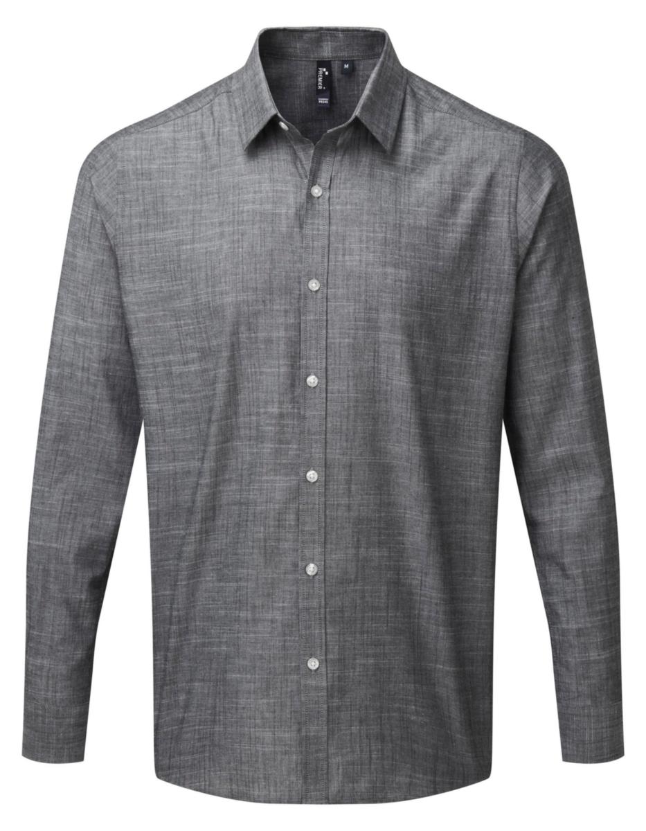 Skjorte Premier Slub Chambray - Skjorte Premier Slub Chambray Grå str S