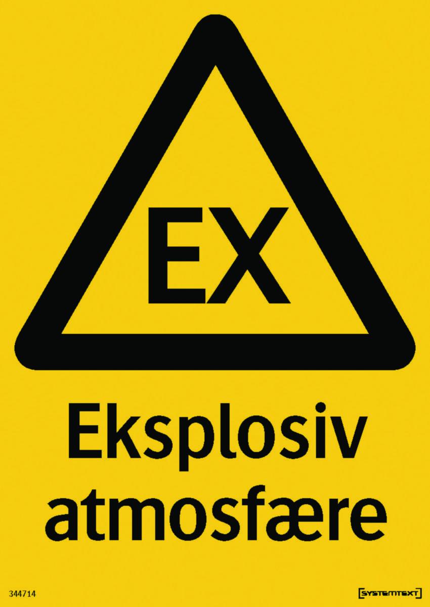 Skilt Systemtext "Eksplosiv atmosfære" - Skilt Eksplosiv atmosfære Systemtext 210x297mm HP